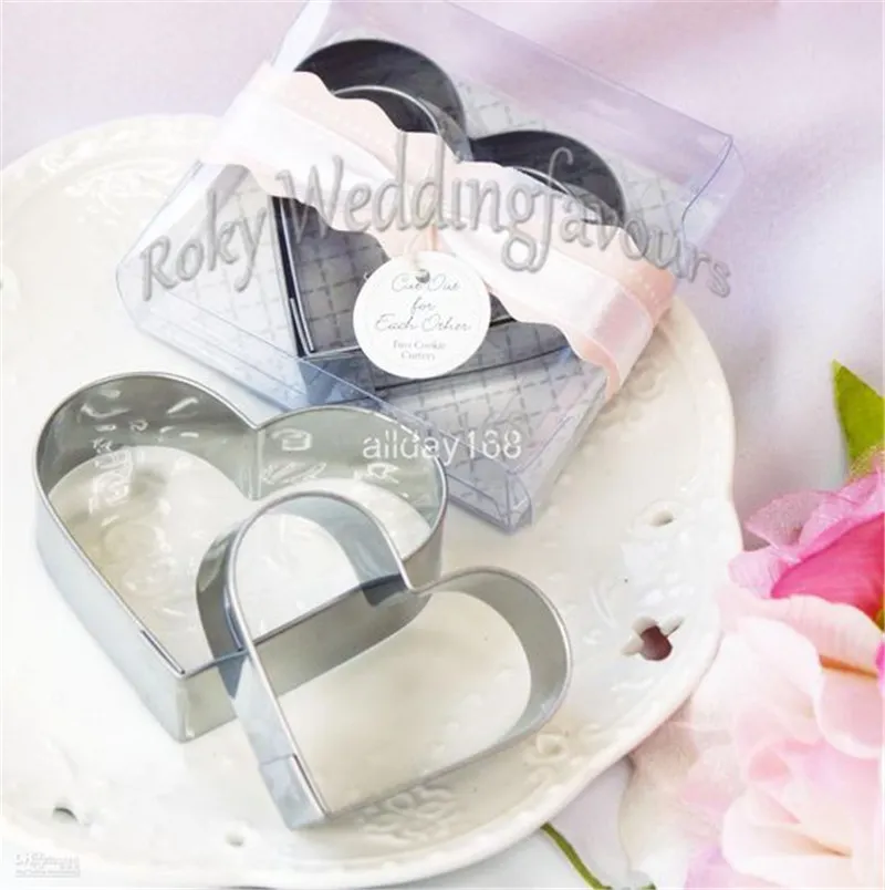 Free Shipment!  "Cut Out for Each Other" Stainless-Steel Heart Cookie Cutter Wedding Bridal Showe Engagement Favors Ideas