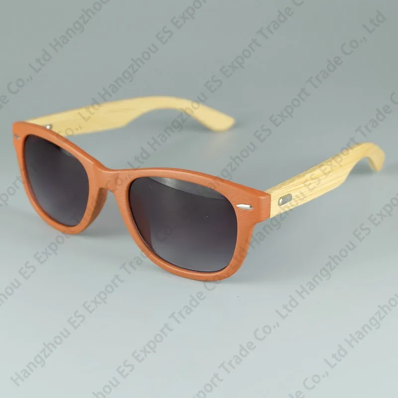 Logo-gravierte verfügbare Holz-Sonnenbrille, Designer-Sonnenbrille aus natürlichem Bambus, Brillen-Stil, handgefertigter Holzbügel, Kunststoffrahmen, 8 Farben