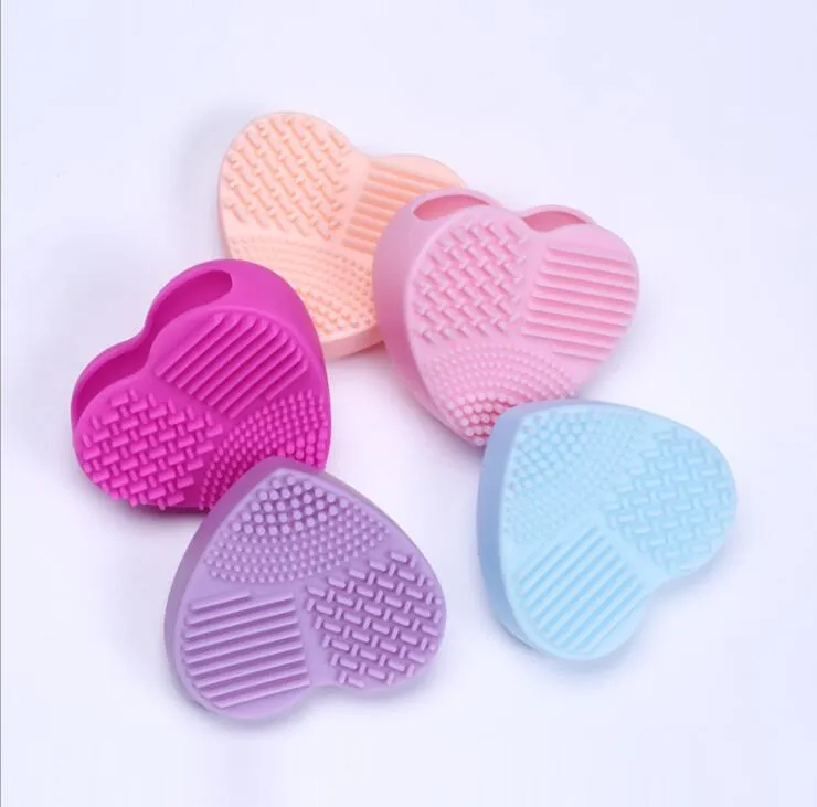 Makeup Brush Egg Cleaning Heart Shape Makeup Washing Brush Pad Silicone Glove Scrubber Cosmetic Foundation Powder Clean Tools
