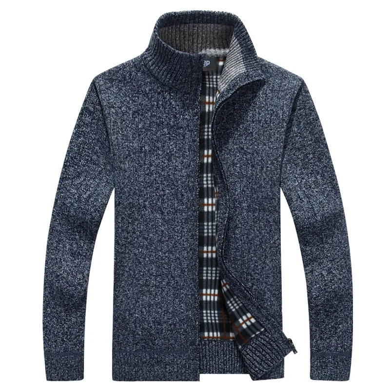 Novo cardigã masculino cardigans malhas com zíper suéteres quentes de lã com capuz moletom casual com capuz para outono inverno