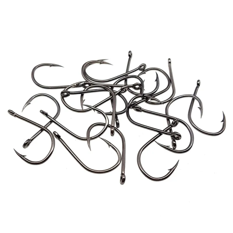 10 storlekar 615 Black Ise Hook High Carbon Steel Barbed Hooks Fishhooks Asian Carp Fishing Gear W102830859