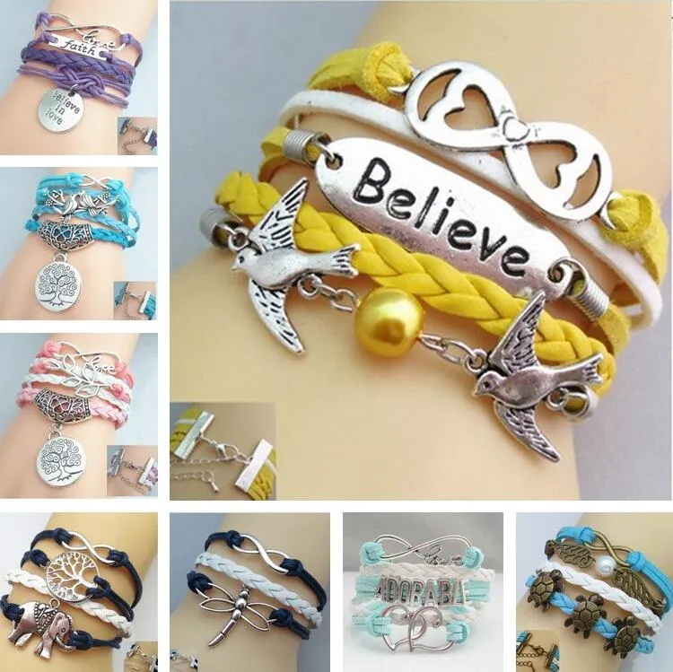 Buono esplosioni di A ++ di amicizia con corda a mano bracciale multistrato FB211 Mix Order 20 pezzi un lotto fascino braccialetti