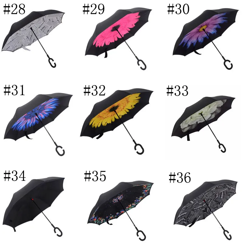 Options de couleurs DHL 40 Couleurs Inverse parapluies inversés avec la poignée C Double couche à l'intérieur du parapluie du vent4342415