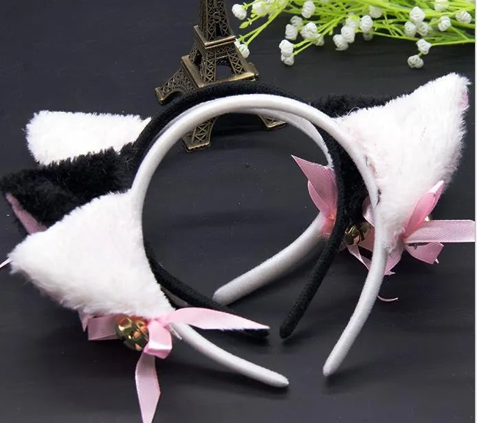 Halloween Cat Fox Fluffy Devil Ears Bells Headband Kostym Fancy Dress Anime Neko Cosplay Hårband Party Christmas Performance Props Favorit