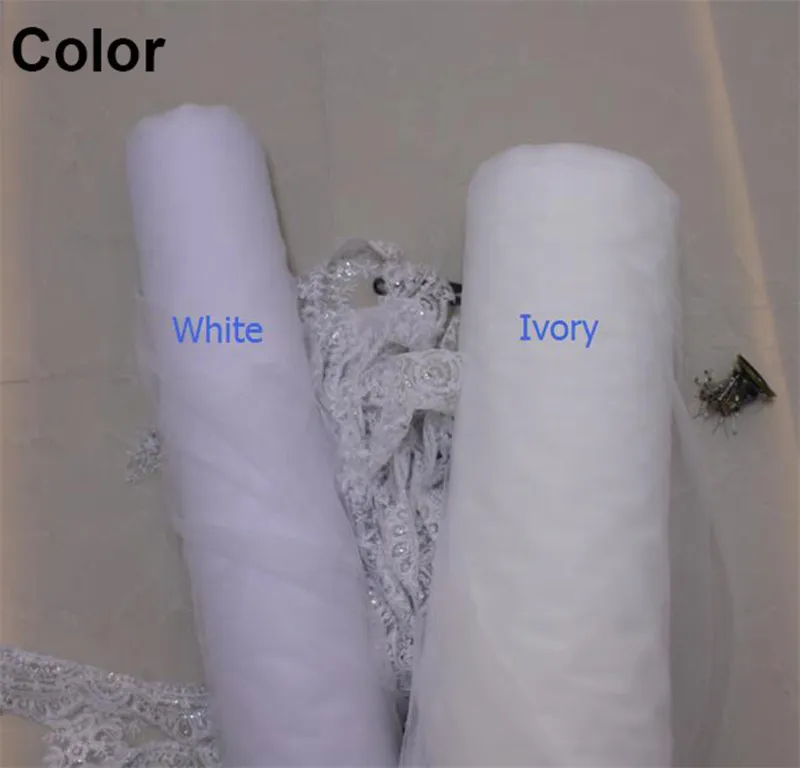 4 Meters One Layer Long White Ivory Lace Wedding Veil WITH Comb Velos De Novia Bridal Veil