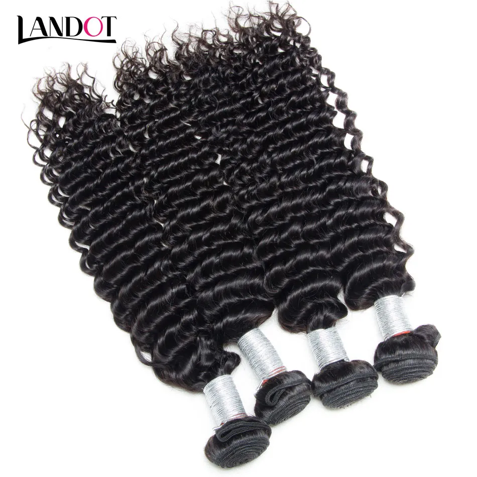 Cheveux humains vierges brésiliens bouclés tisse 4 faisceaux avec fermetures en dentelle péruvienne malaisienne indienne mongole profonde Jerry extensions de cheveux bouclés