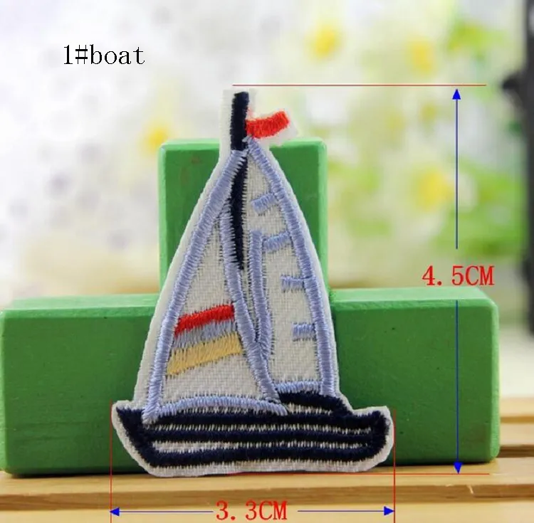 Stryk på lappar Gör-det-själv-broderade lappklistermärke för kläder kläder Tygmärken Sy båtankare design2291