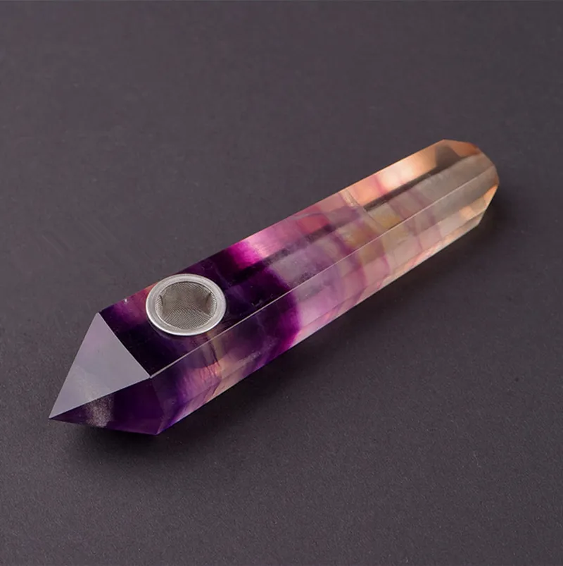 Tuyau de fumée en fluorite de quartz naturel, 110mm, cristaux de guérison, cadeau de vacances, artisanat de décoration en cristal, nouveauté