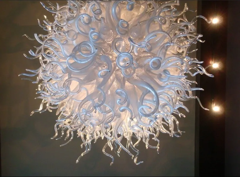 Lâmpadas elegante casa deco mão soprada candelabros arte decoração sala de estar moderno vidro branco led chandelier luz