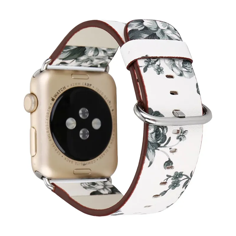 Pour Apple Watch Ultra 49mm Stracles Iwatch 8 7 41mm 45mm 38mm 42 mm 40mm 44 mm Sereis 6 SE 5 4 3 Impressions de fleurs vintage Bands Femmes Bracelet de montre de poignet masculin Bracelet