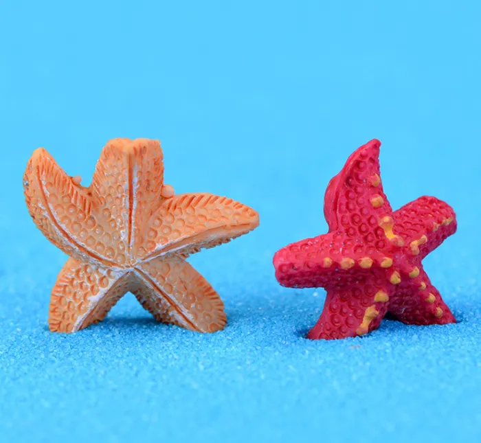 MOQ Groothandel GRATIS VERZENDING Leuke Mini Hars Starfish Fairy Miniatuur Huis en Tuin Dagelijks of Bruiloft Decor Onament 2 * 2.5cm Pentagon