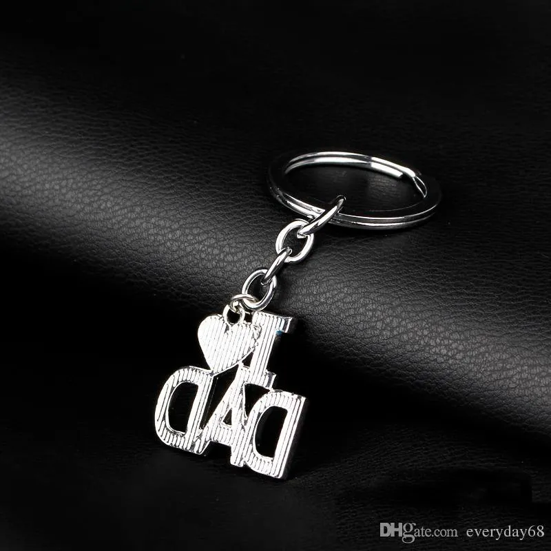 2017 Father's Day Birthday best gift I love DAD MAMA creative letters keychain with red heart fashion love stainless steel key chains