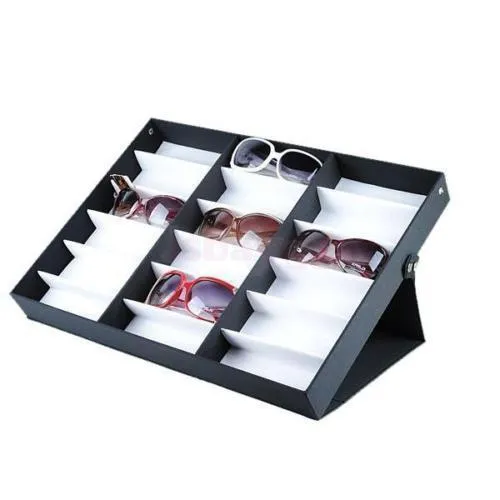 18 Grids Lunettes Affichage de stockage Boîte de boîtier lunettes de soleil lunettes de soleil Optical Affichage Organisateur Cadres