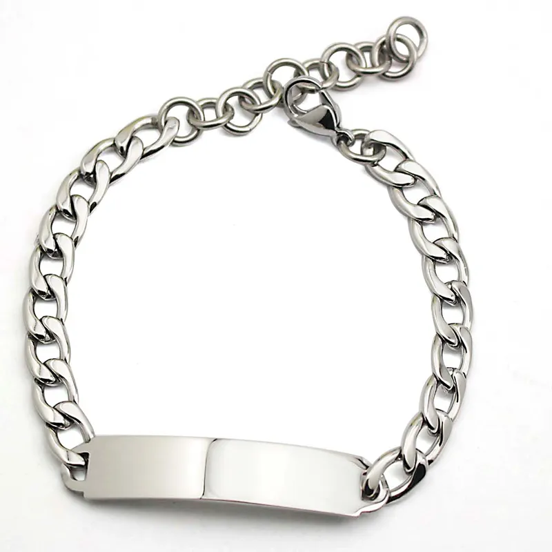 Moda aço inoxidável men039s pulseiras estilo rock punk para homem legal personalizado gravado pulseiras pulsera plata nombre9828778