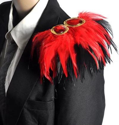 Acessórios de blazer masculinos feitos à mão/epaulette de cristal de penas de avestruz/ombro de epaulet/traje de performance de host atacado