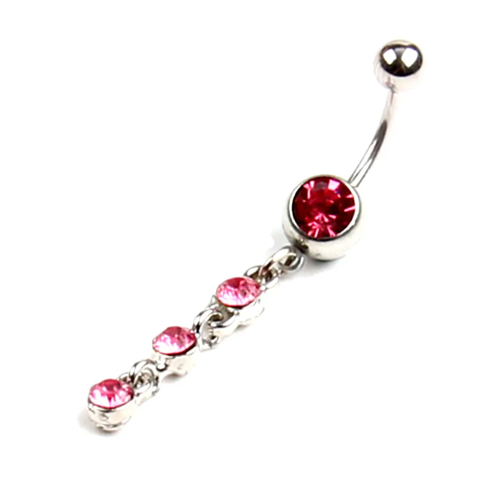 Gratis Verzending Hot Nieuwe Jeweled Belly Button Rings Chirurgisch Staal 5 Verschillende Kleuren CZ Navel Ringen HJ102