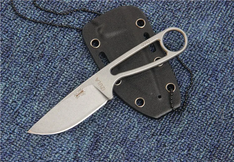 ESEE IZULA 12992 D2 Boyun Bıçağı Stonwashed Taktik Kamp Avcılık Survival Cep Anahtarlık Bıçak Açık EDC Araçları K Kılıf Koleksiyonu