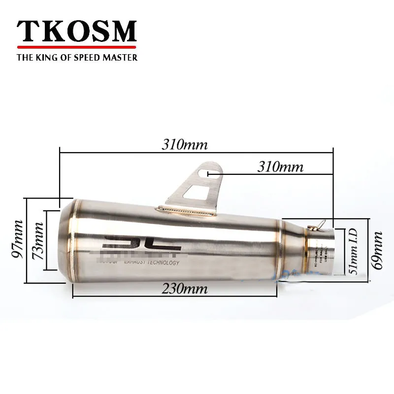 TKOSM 2017 وصول جديد تعديل عادم دراجة نارية ليزر SC Echappement Moto لـ Z800 Z750 ER6N GY6 CB400 NINJIA250 TMAX 500 DB KI242J