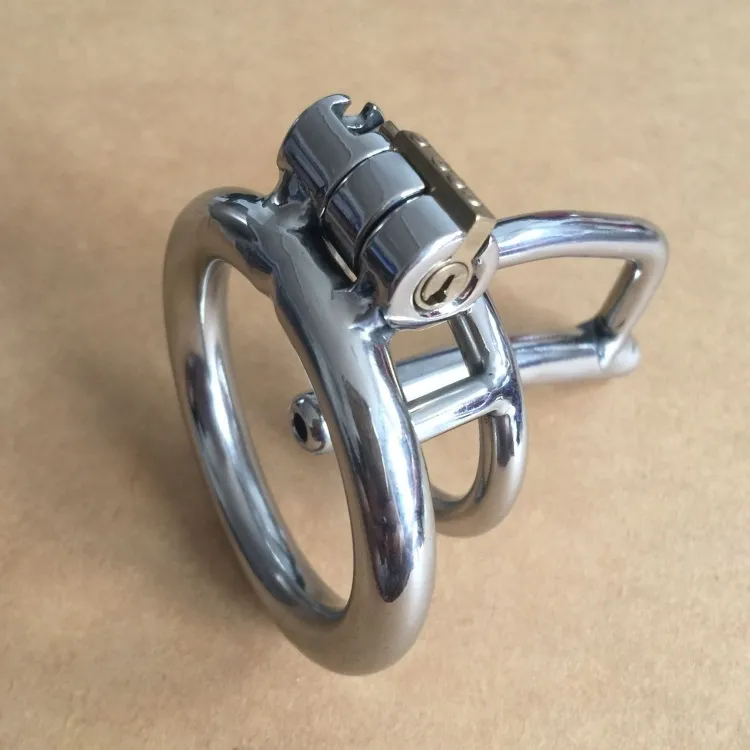 2017 New Male bdsm sex toys chastity device for stainless steel metal catheter penis lock chastity urethral penis ring chastity belt men