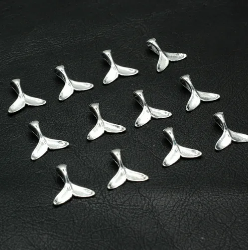 1000 pçs/lote Antique Sliver Whale Tail Fishtail Charms Pingente DIY Colar Pulseira para Fazer Jóias Descobertas 16mm