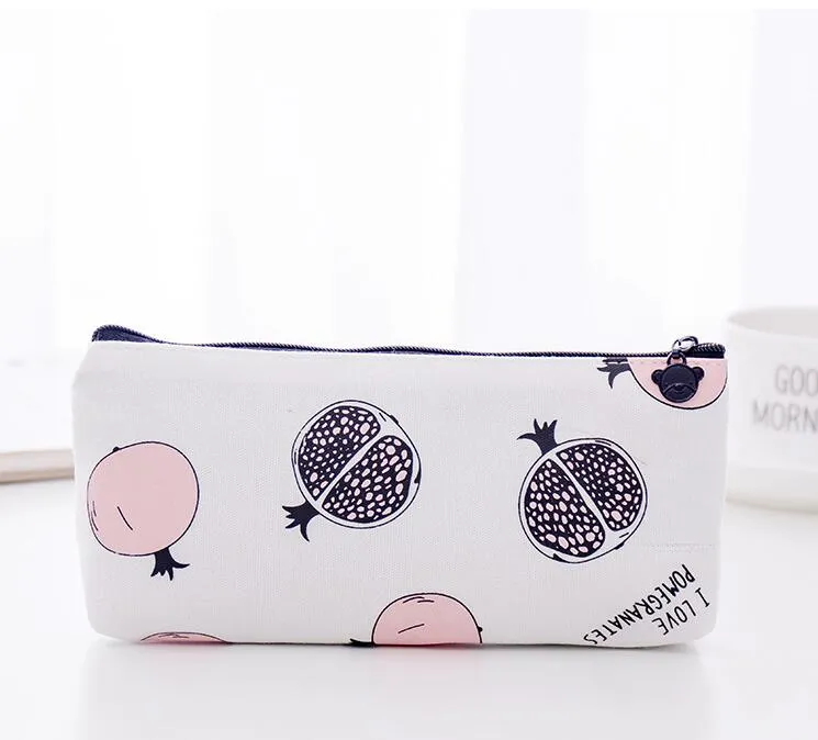 Gros kawaii papeterie produits scolaires fournitures de bureau mignon dessins animés fruits style toile crayon sacs de stockage sacs livraison gratuite