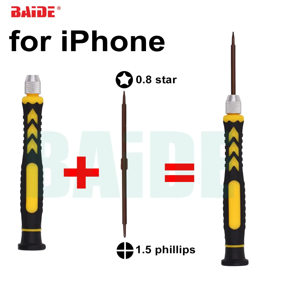 2 in 1 Kombinationsschraubendreher 0,8 Pentalobe Star 1,5 Kreuzschlitzschraubendreher für iPhone 4 5 6 7 Reparatur der unteren Schrauben 100 teile/los