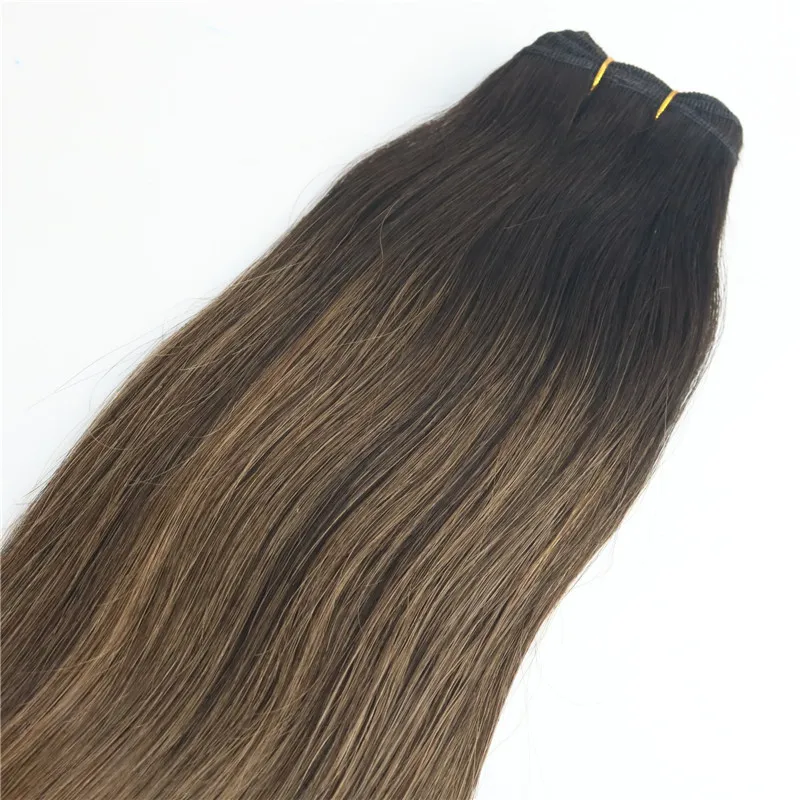 Balayage Ombre Dye # 2 # 8 Marrone Vendita calda di alta qualità Capelli vergini brasiliani Lisci Estensioni del tessuto dei capelli umani Fasci 100g
