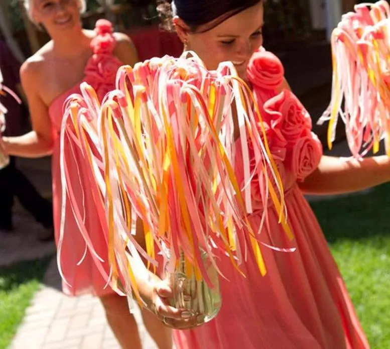 Twrling Peri Şerit Flamalar Düğün Şerit Ahşap Sticks Melek Değnekleri Ile Çan Konfeti Parti Süslemeleri Sıcak Pratik Hediye