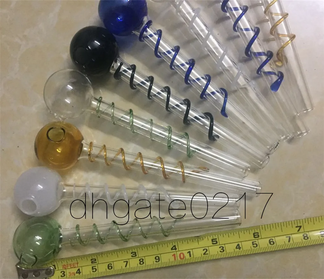 high quality Glass bong spiral oil Burner pipe Oil nail glass oil pipes 14cm for smoking hand pipe Glass water pipe 