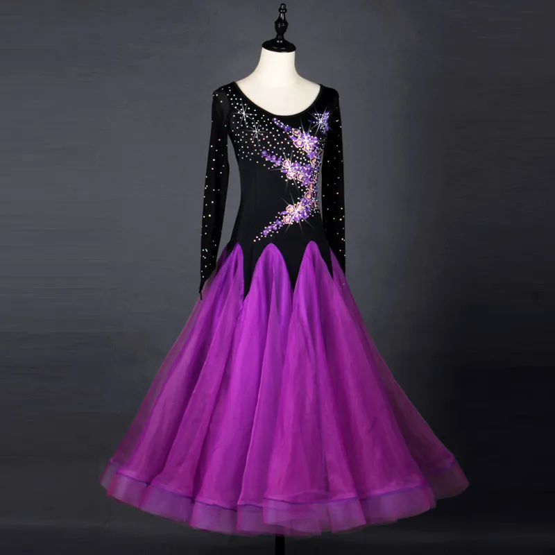 New Ballroom Dance Dress Modern Modern Waltz Tango Standard Strass Dance Dress personalizzabile i S-2XL