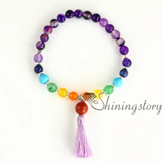 7 gioielli di guarigione chakra braccialetto chakra gioielli spirituali braccialetti di perline yoga braccialetti di pietre curative braccialetto portafortuna