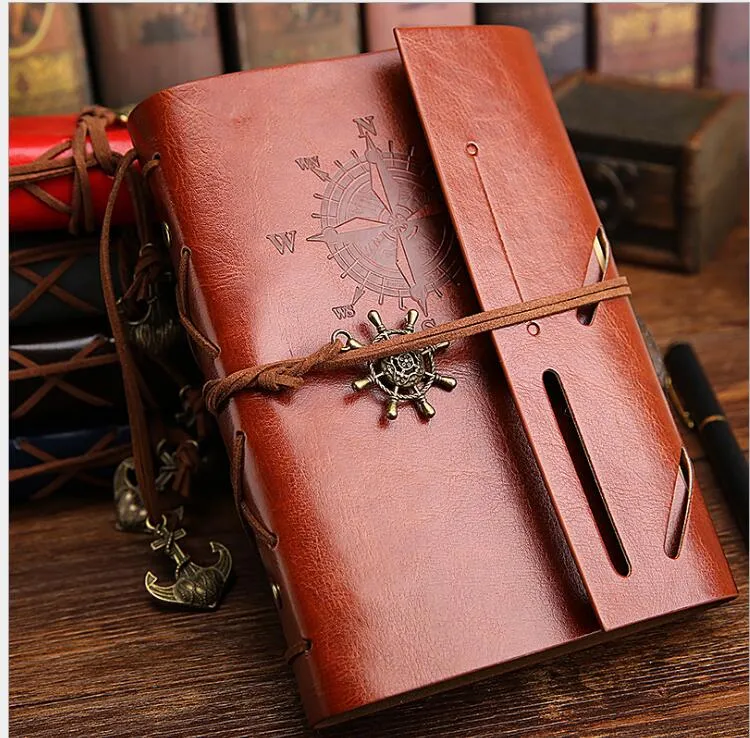 Vintage Pirates notebooks Leather Notepad 75 Pages Kraft Paper Notepad Business travel Journal Diary Books classic blank Loose-leaf notebook