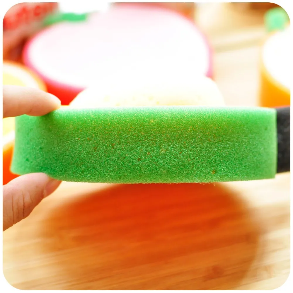 Cute Fruit Shape Microfiber Kitchen Sponge For Washing Scouring Pad Washing Towel Sponges Dishes Clearing Kitchen Tool Cleaning Supplies