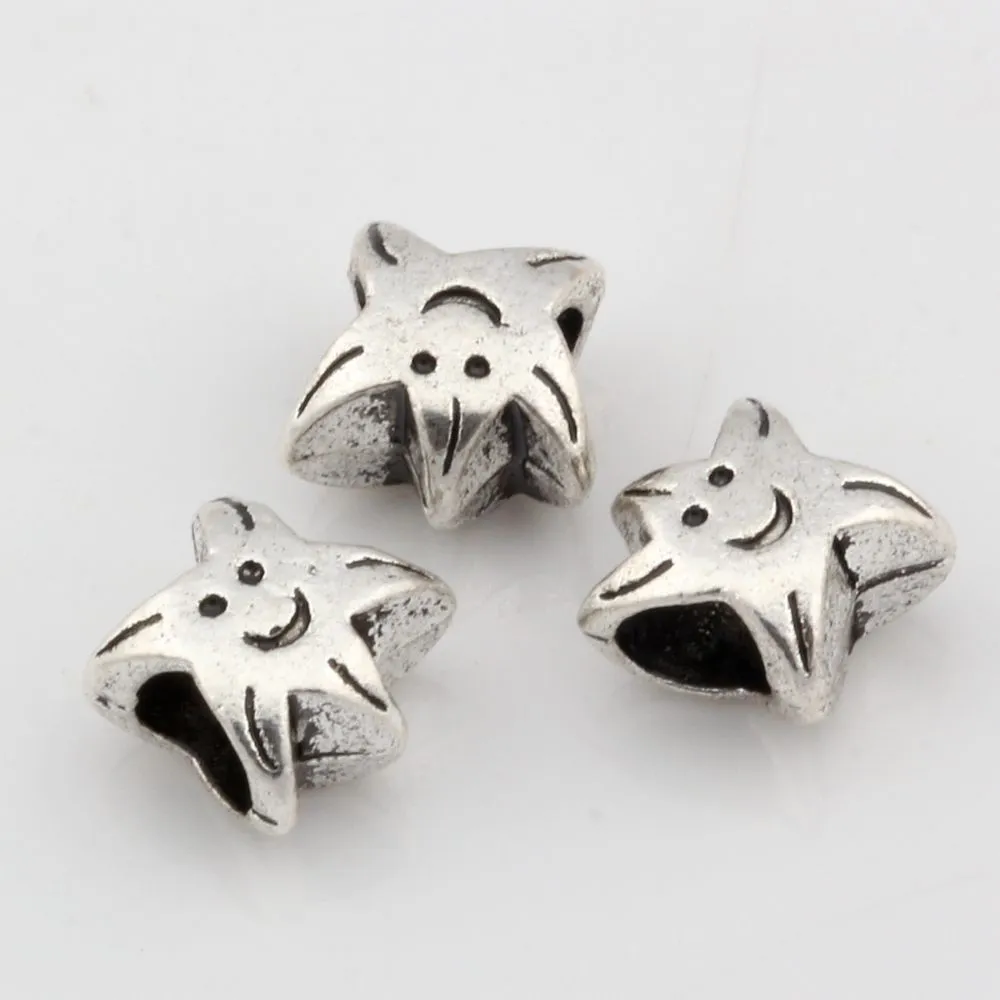 Hot ! Antiqued Silver face Large Hole Spacer Beads Fit European Charms Bracelet 10x10x6mm DIY Jewelry7855969