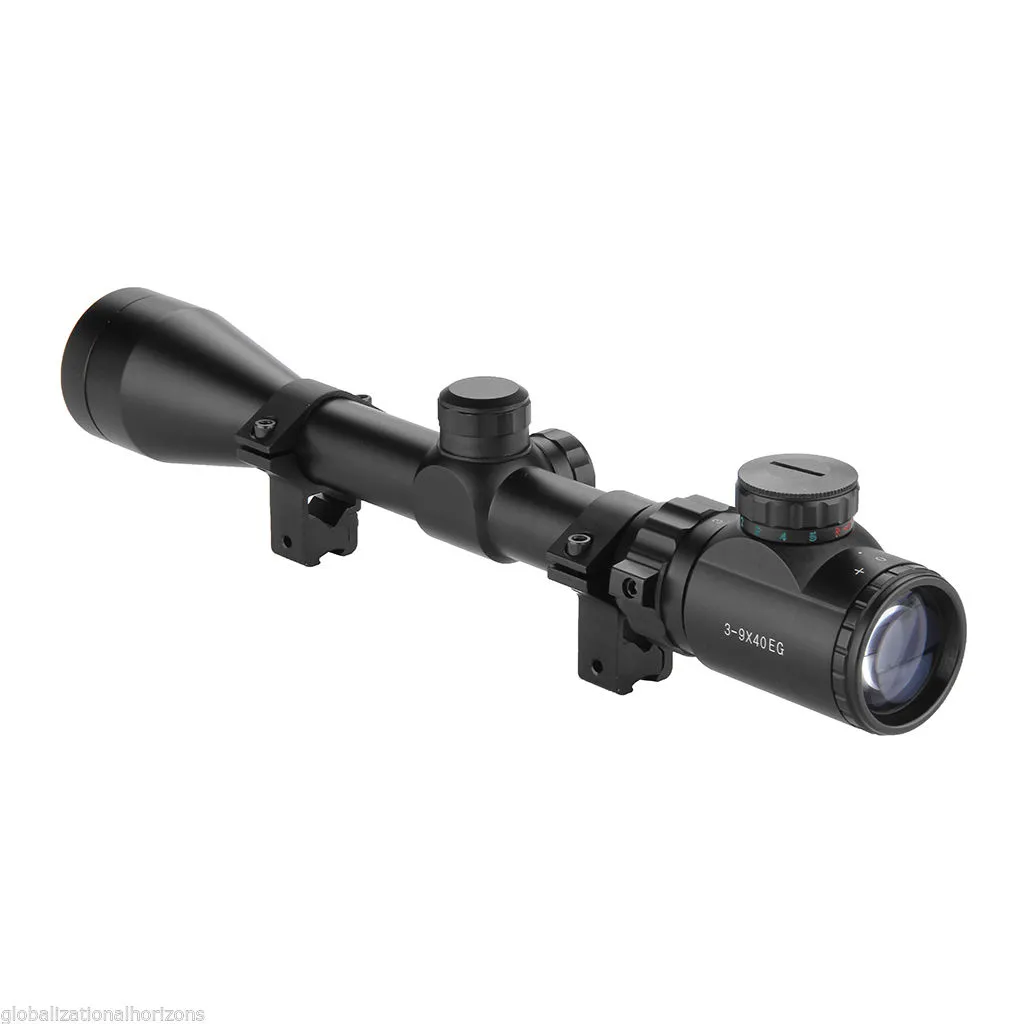 Óptica de rifle de aire iluminado de 3-9x40 Redgreen Sniper Scope Sight w / Pair Mount