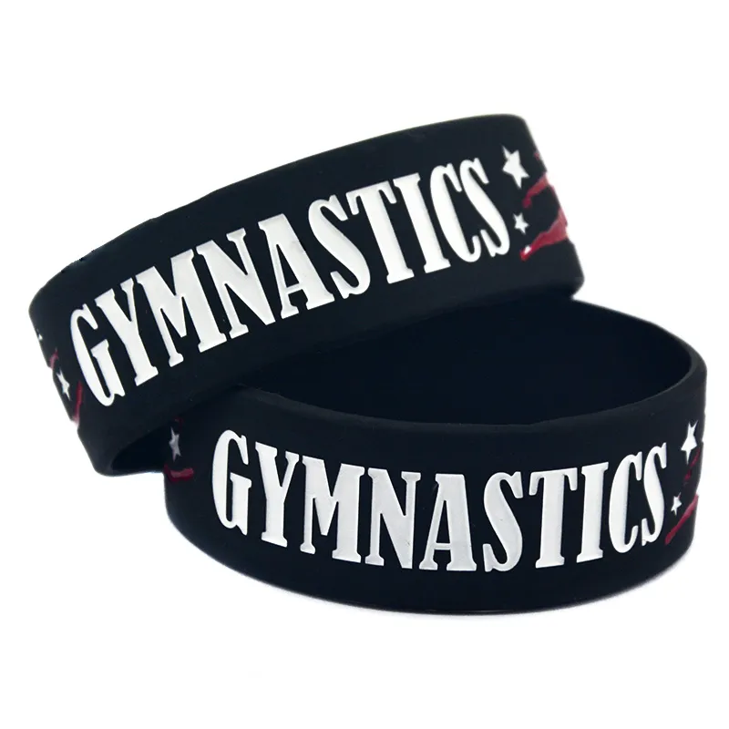 50 Stück Gymnastik-Silikon-Gummi-Armband, 2,5 cm breit, Sport-Geschenk, weich und flexibel, schwarz, Erwachsenengröße