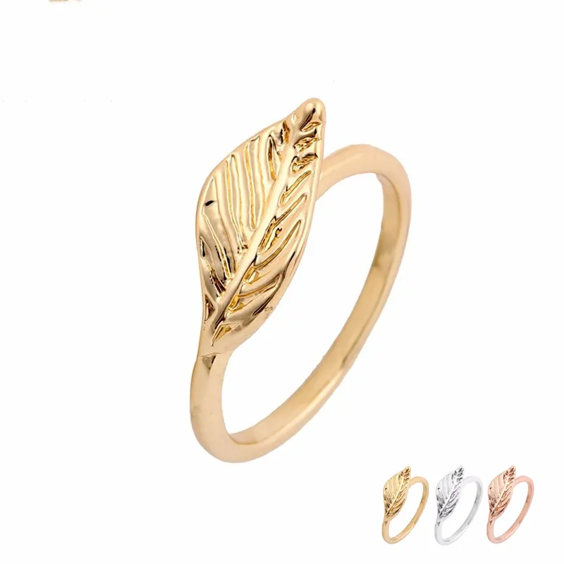 Everfast 10pc/lot big golden leaf rings 골드 실버 로즈 골드 도금 간단한 보석 남성 여성 매력 보석 EFR085 fatory 가격