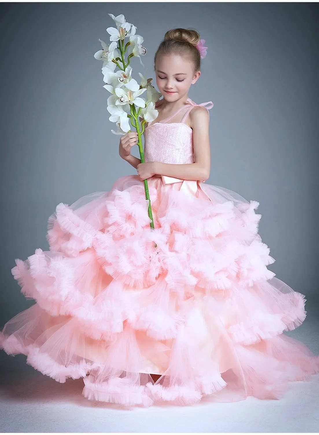 Cloud Little Flower Girl Girls Sukienki na Wesela Baby Party Frocks Sexy Dziecięcy Dress Kids Pufy Prom Party Dresses 2017 Dziewczyny Korowód Sukienka