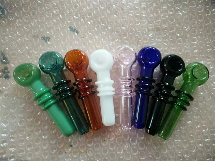 Pink Amber Blue Green Black Colorful Glass Spoon Glass Water Pipes For Smoking Tobacco Pipes Hand Pipe Rigs Mini Glass Pipe Bong
