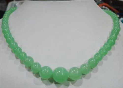 6-14mm Genuine Gemstones jade Round Beads Jewelry Necklace 18"