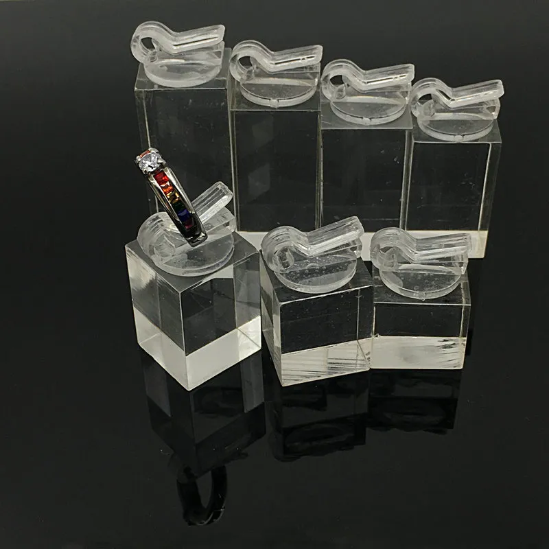 7 / set Hoogwaardige organische glazen plastic ring display sieraden sieraden display rekwisieten transparante kleur