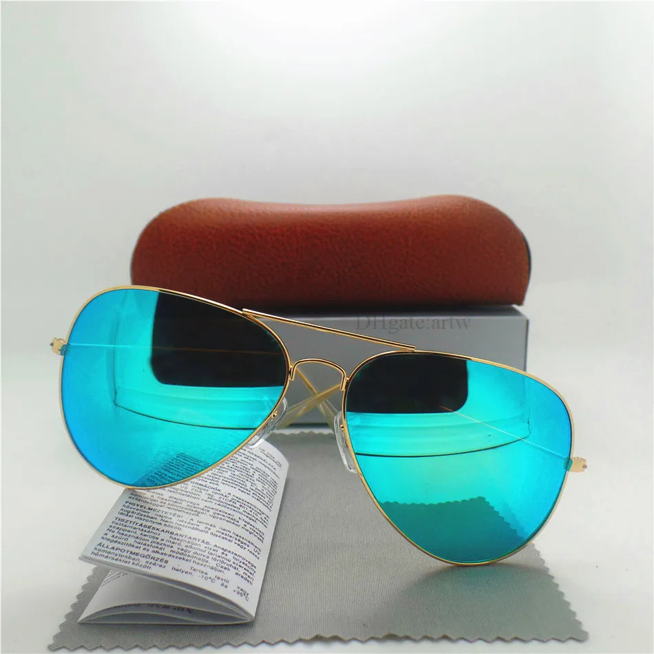 Classic Men Sunglasses Brand Designer Top Quality Glass Lens Metal