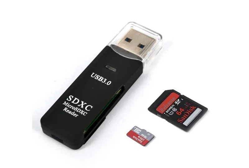 New 2 In 1 USB 3.0 SD & Micro SDXC SDHC Memory Card Reader TF Trans-flash Card Adapter Converter Tool with Retail Packaging