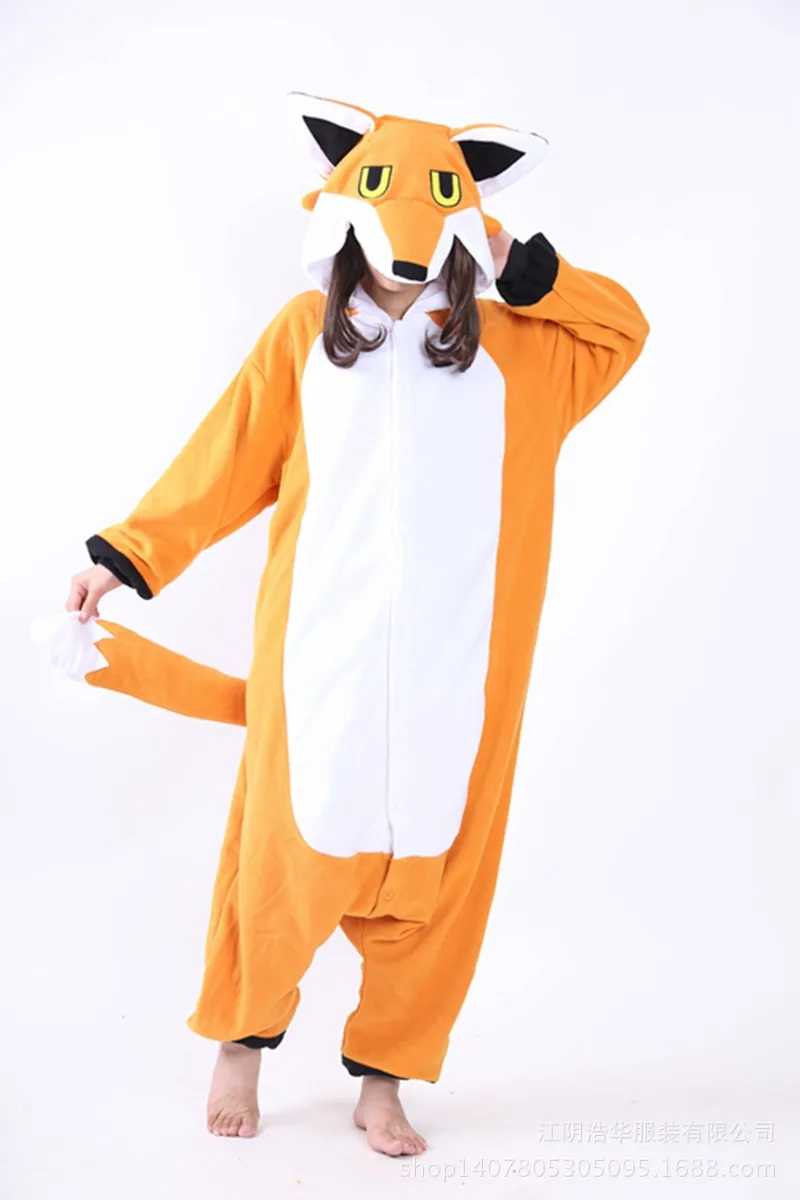 フォックスコスプレ衣装onesie Pajamas Kigurmi Jumpsuitパーカーハロウィーンマルディグラカーニバルのためのロンパース