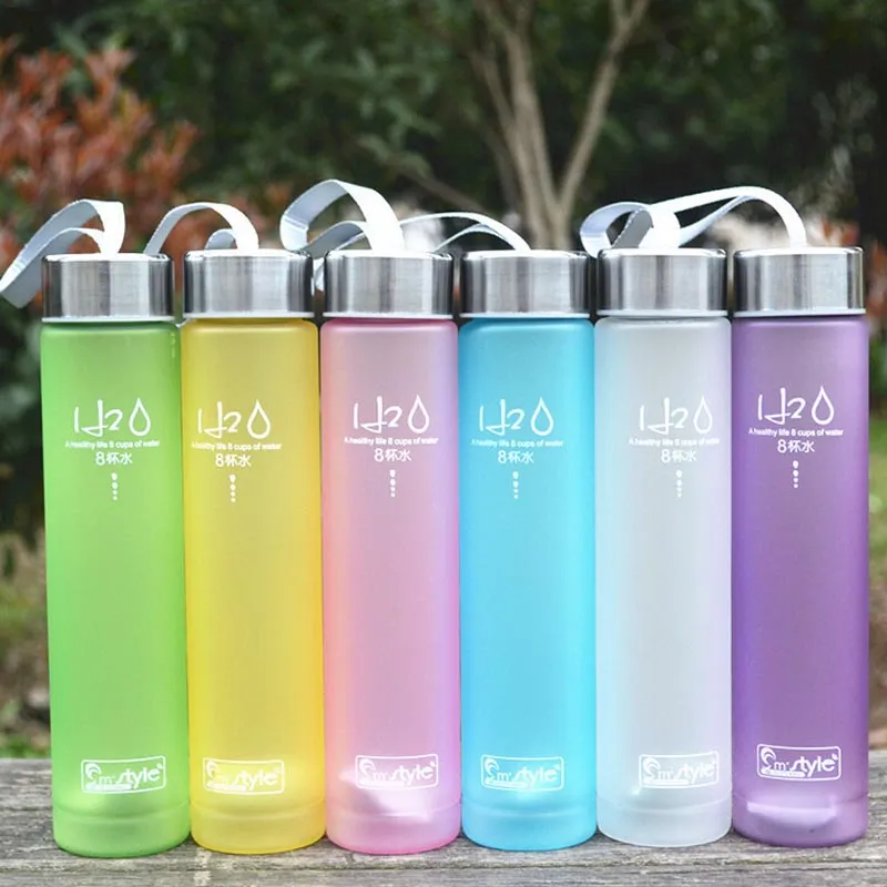 Portable 280ml Plastic Water Bottle Simple Fashion H2O Unbreakable Water Bottles For Bike Outdoor Sports Cycling Camping Cup Drinkware