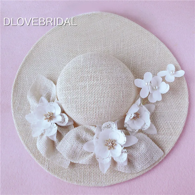 Nouveau design ivoire chapeau de mariée délicat floral lin jardin accessoire de cheveux de mariage mariée mère occasion spéciale fête Po chapeau 2887994