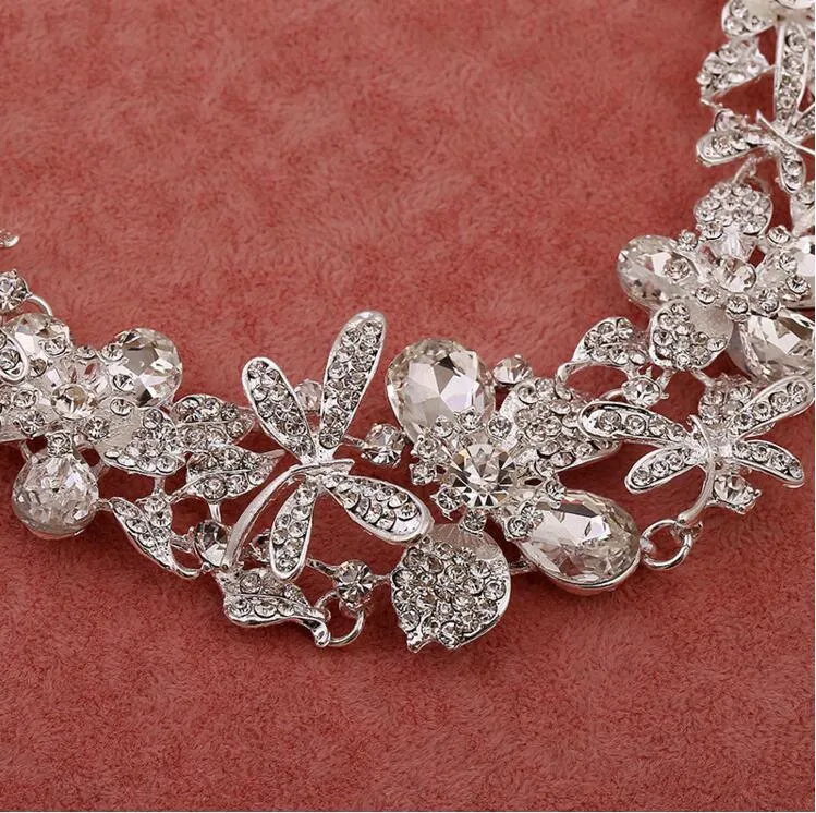 Haute qualité 3 pièces offre spéciale de mariage couronne de mariée collier boucle d'oreille bijoux de fête bijoux de mariée