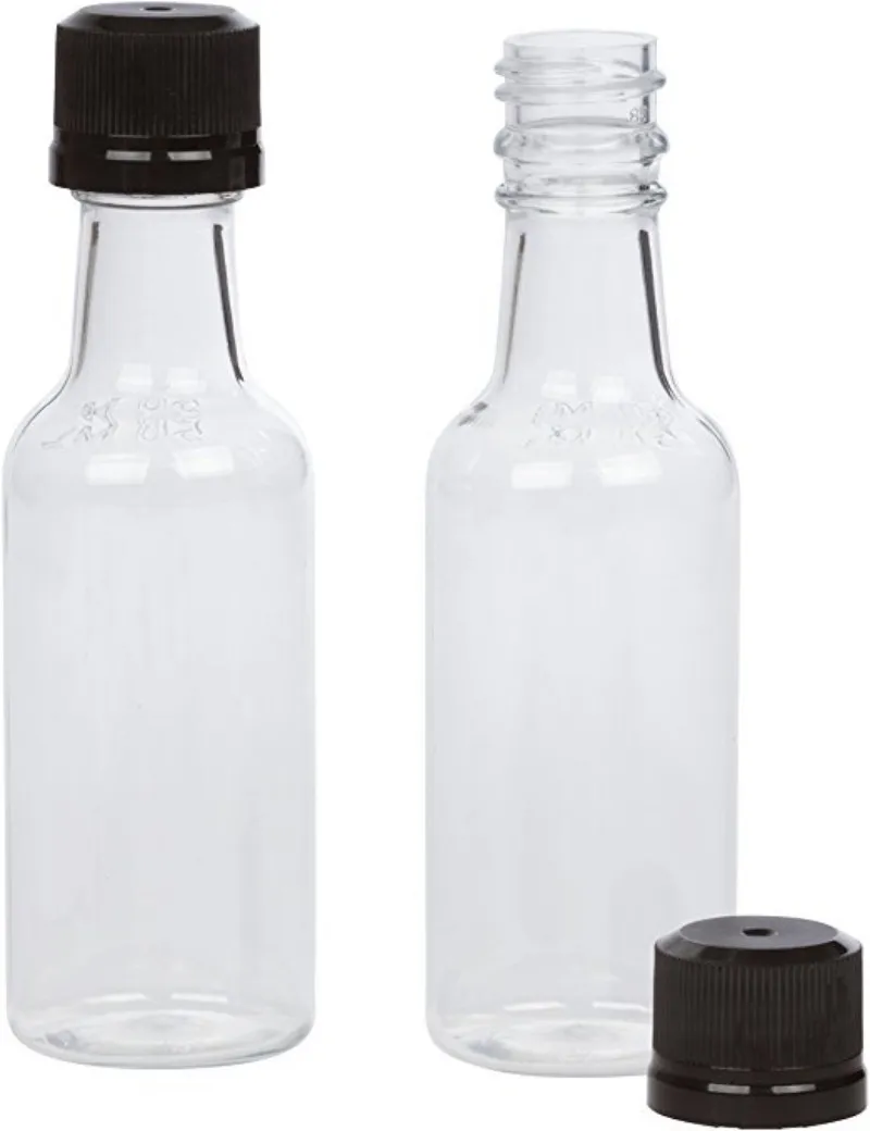 Mini Liquor Bottles 50ml Clear mini empty plastic Wine shot bottles Black