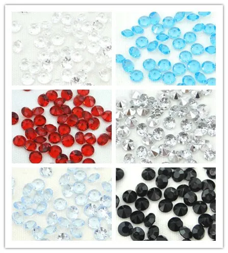 16 색 선택 - 500pcs 10mm (4 캐럿) 클리어 다이아몬드 색종이 아크릴 구슬 웨딩 파티 장식 무료 배송
