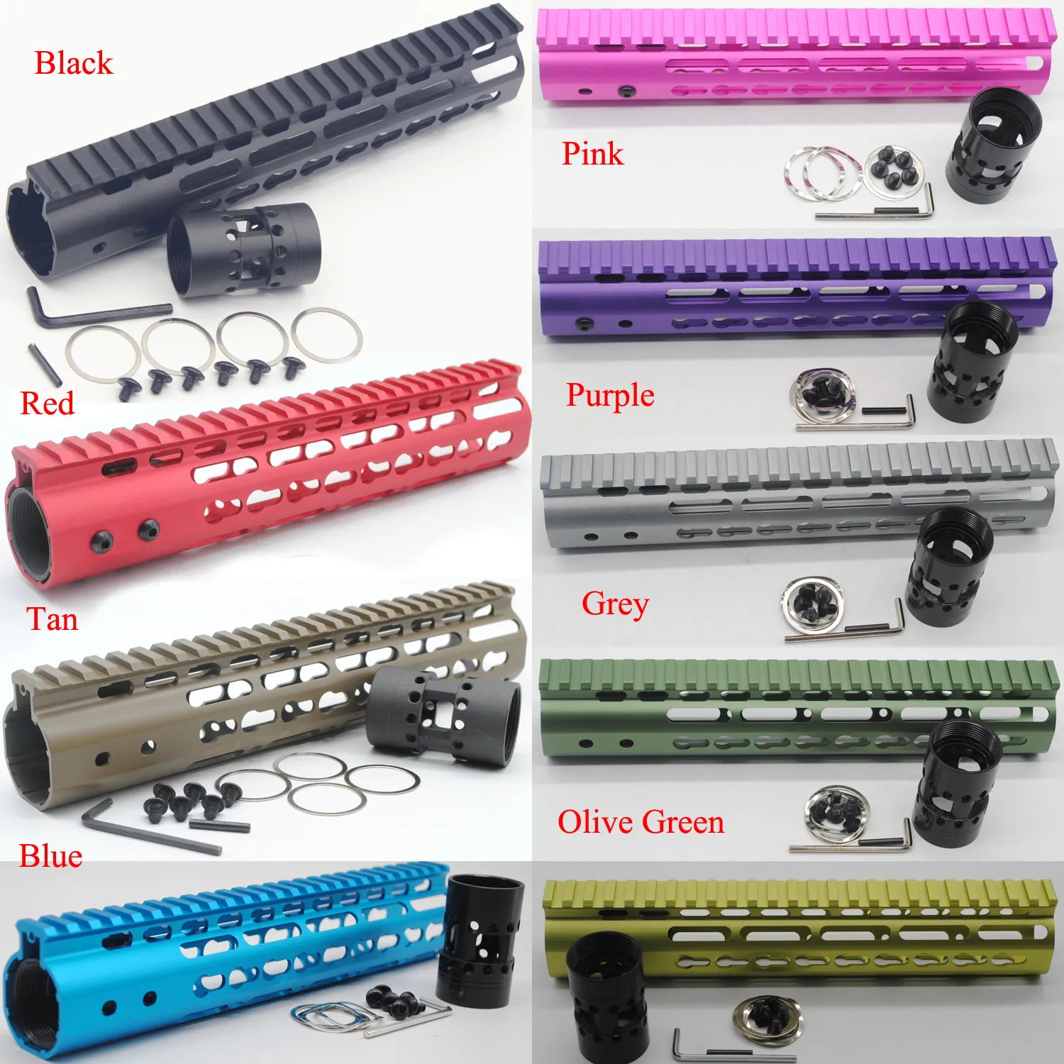 Novo 9 Cores 10 '' polegadas Comprimento Ultraleve Keymod Handguard Rail Free Float Mount Sistema Frete Grátis